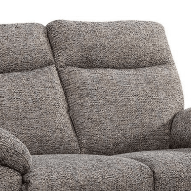 Gray fabric sofa with a textured pattern on a white background