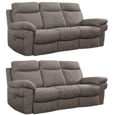 Tanya Brown Fabric Electric Recliner 3+3 Seater Sofa Set