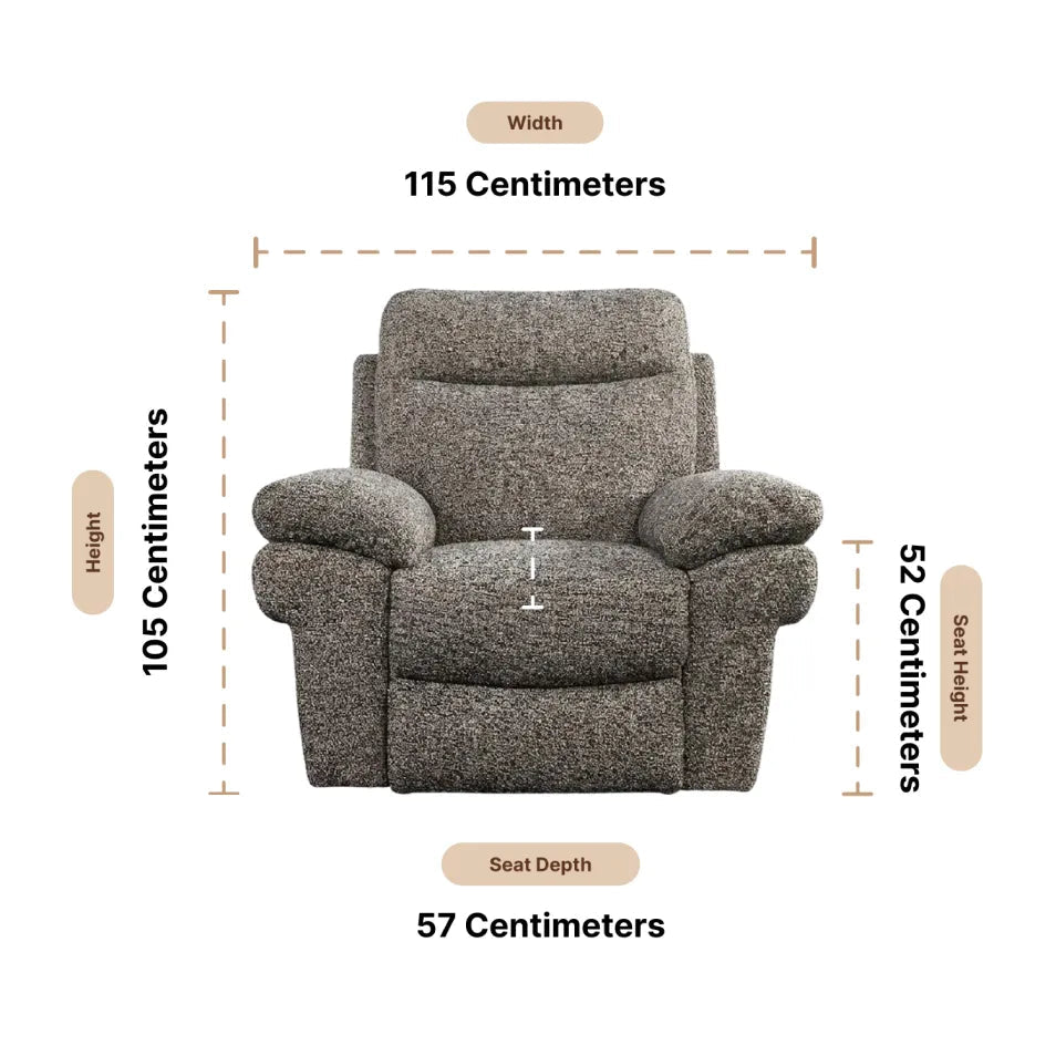 Tanya Brown Fabric Electric Recliner Armchair - Furniture Instore