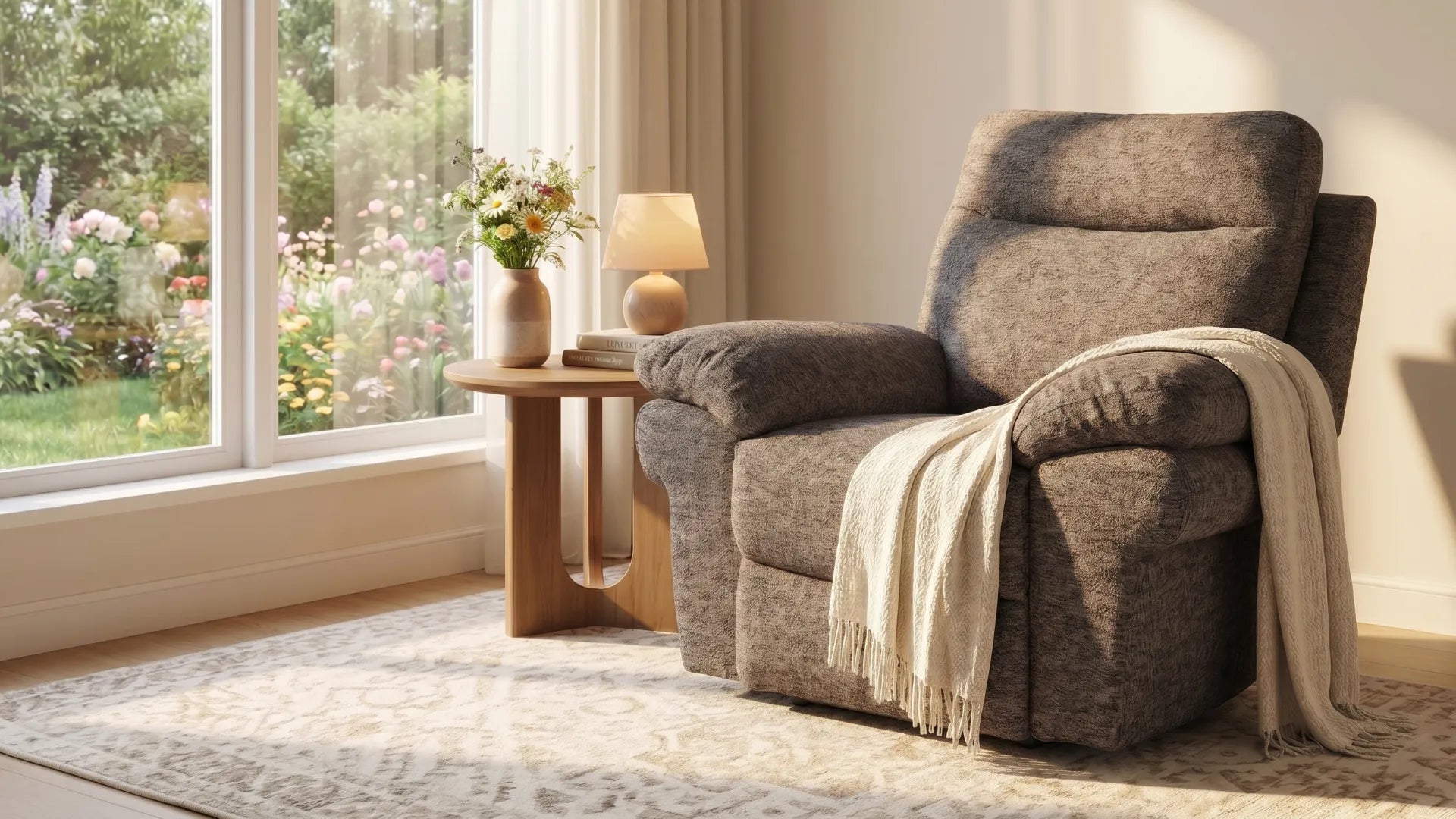 Tanya Brown Fabric Electric Recliner Armchair - Furniture Instore