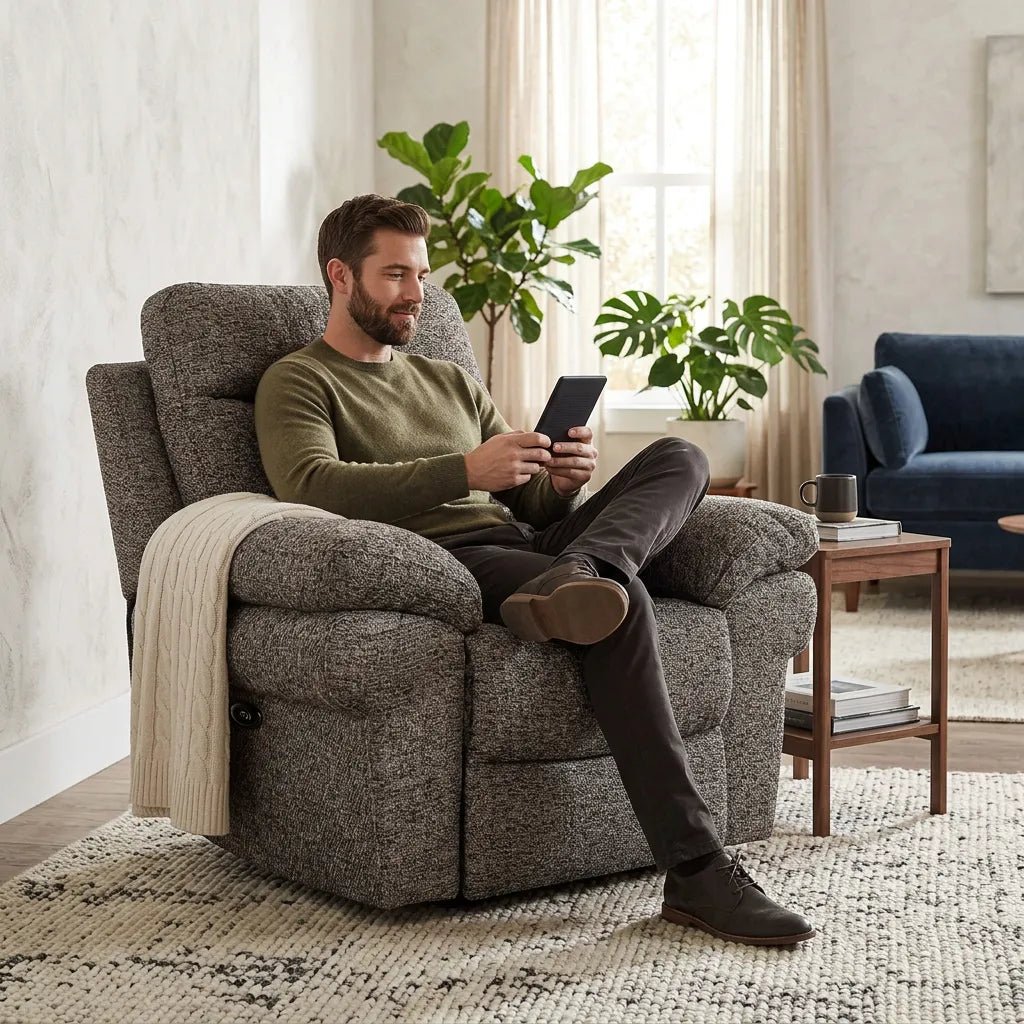 Tanya Brown Fabric Electric Recliner Armchair - Furniture Instore