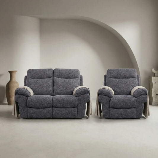 Tanya Grey Fabric Electric Recliner 2+1 Seater Sofa Set - Furniture Instore