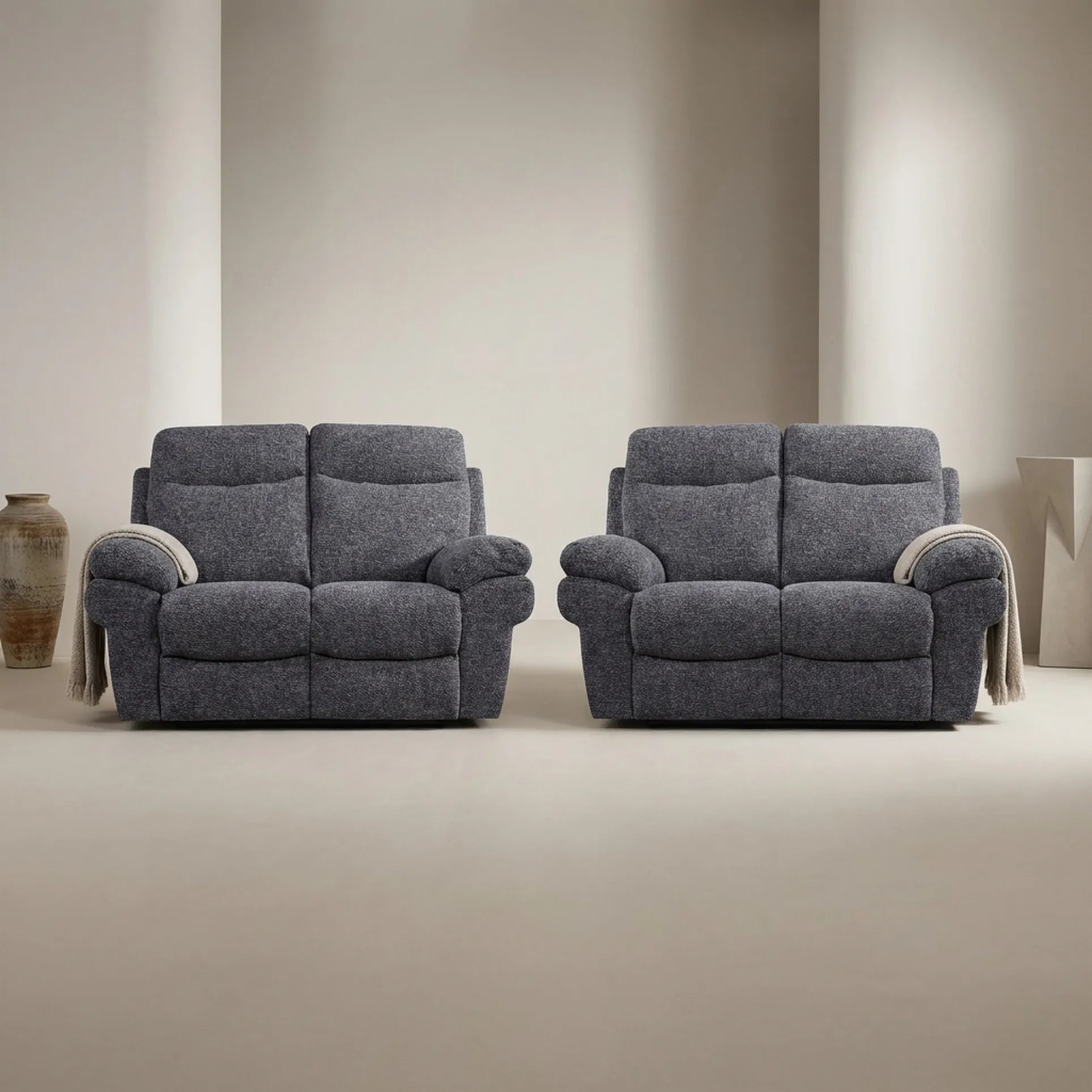 Tanya Grey Fabric Electric Recliner 2+2 Seater Sofa Set - Furniture Instore