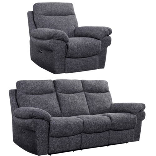 Tanya Grey Fabric Electric Recliner 3+1 Seater Sofa Set