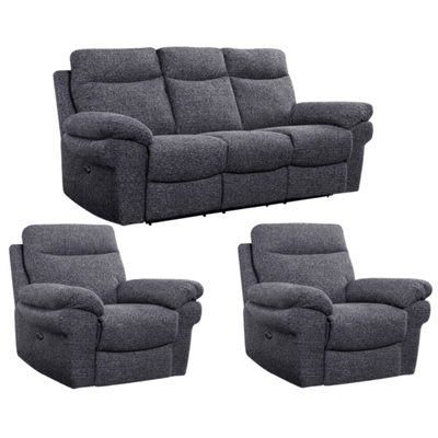 Tanya Grey Fabric Electric Recliner 3+1+1 Seater Sofa Set