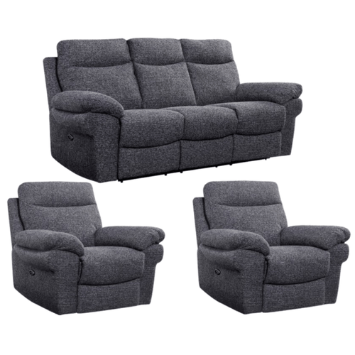 Tanya Grey Fabric Electric Recliner 3+1+1 Seater Sofa Set