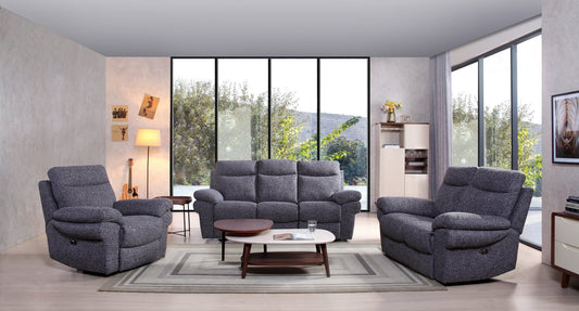 Tanya Grey sofa set in a modern living room with large windows.