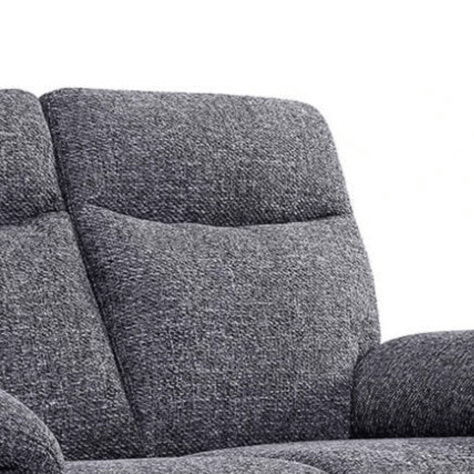 Gray fabric sofa with a textured pattern on a white background