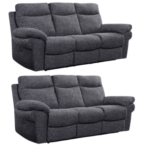 Tanya Grey Fabric Electric Recliner 3+3 Seater Sofa Set