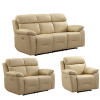 Renato Genuine Leather Cream Electric Power Recliner 3+2+1 Seater Sofa Set