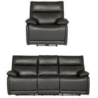 Turin Black leather recliner chair and sofa set on a white background