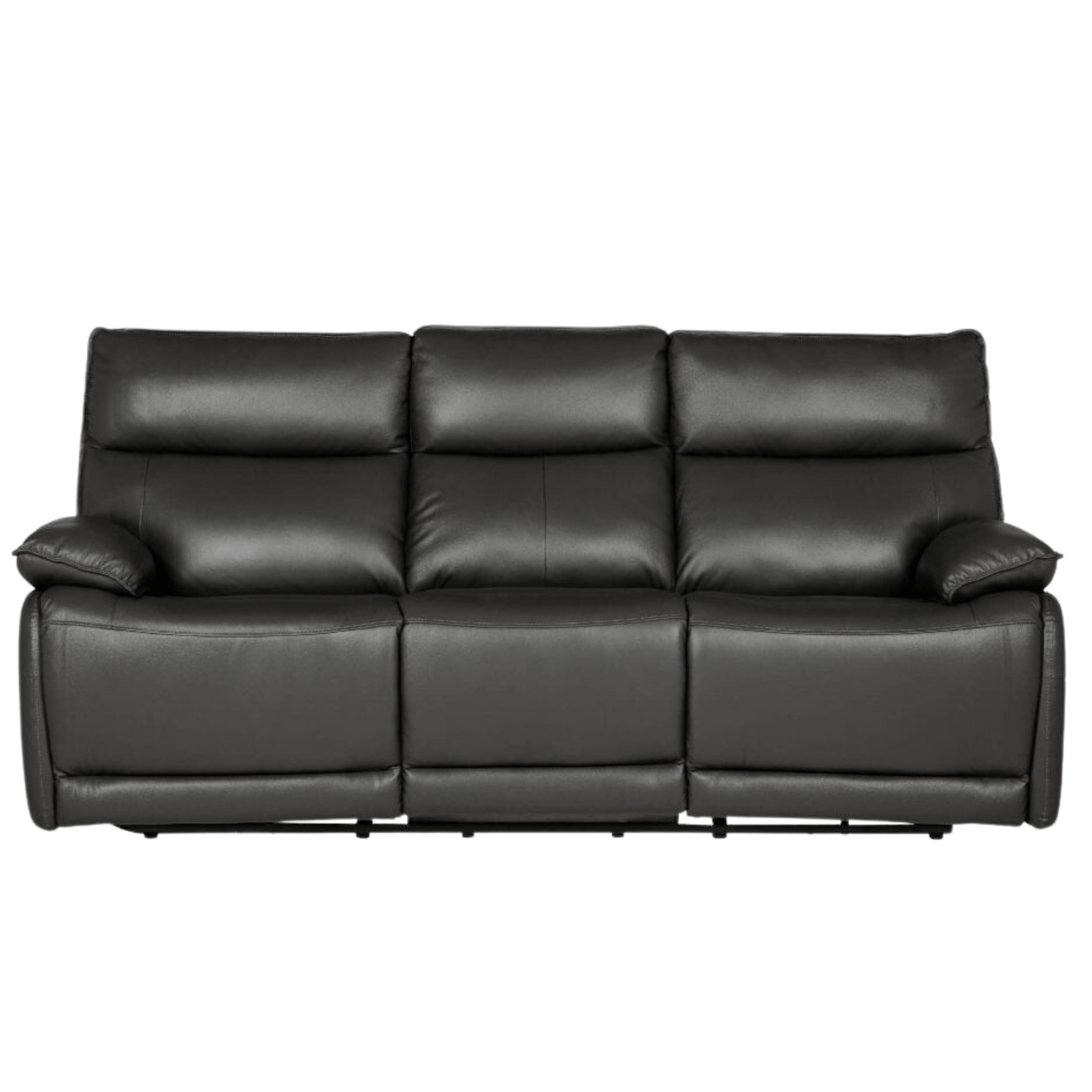 Black leather sofa on a white background