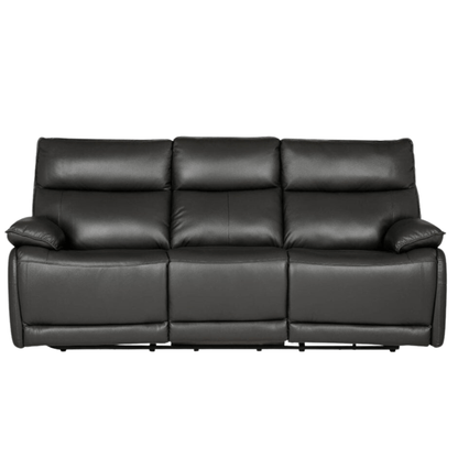 Black leather sofa on a white background