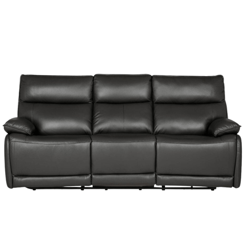 Black leather sofa on a white background