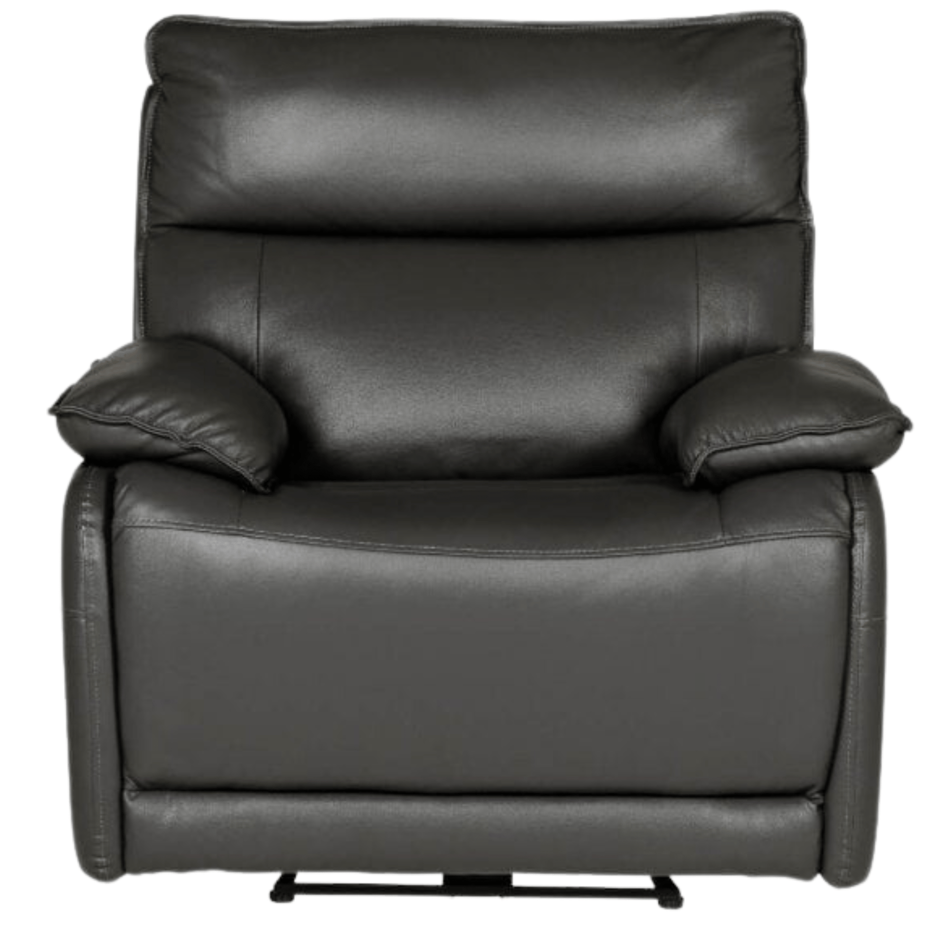 Black leather recliner chair on a white background