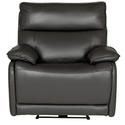 Black leather recliner chair on a white background