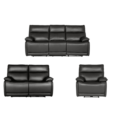 Turin Genuine Grey Leather Electric Power Recliner 3+2+1 Seater Sofa Set