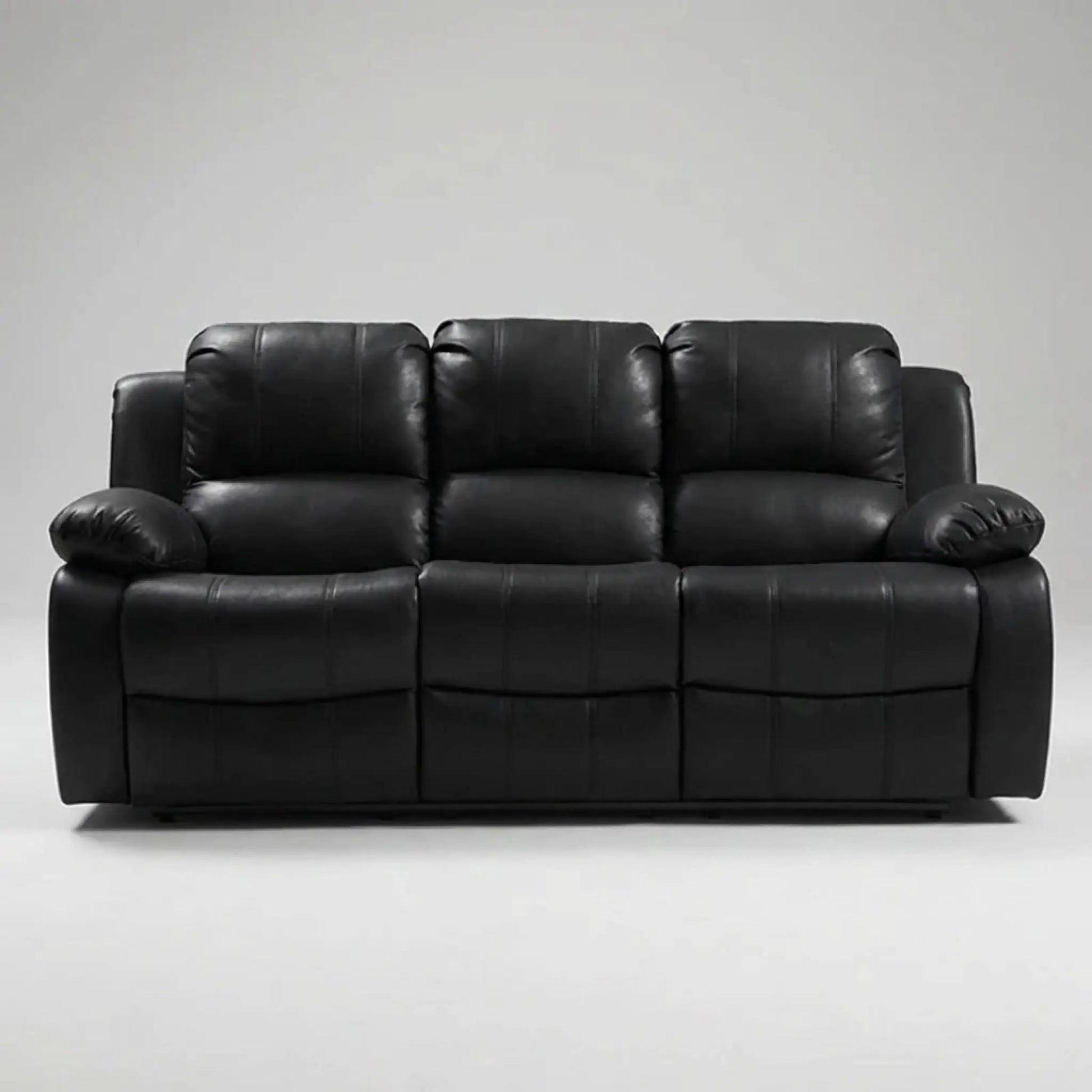 Valencia Black 3 Seater Manual Recliner Sofa