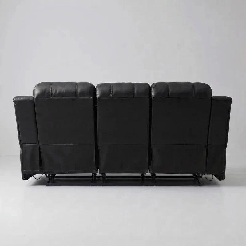Valencia Black Leather Manual Recliner 3+2+1 Seater Sofa Set
