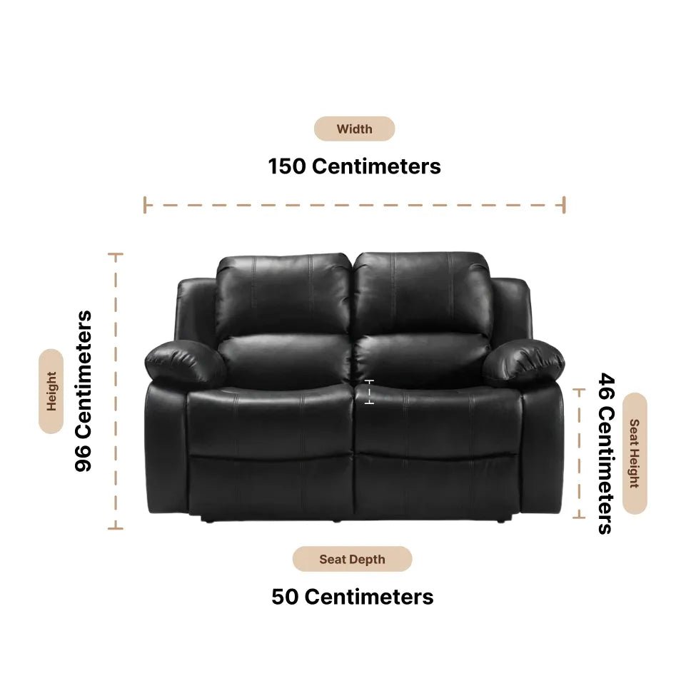 Valencia Black Leather Electric Recliner 2 Seater Sofa - view 3 - Furniture Instore