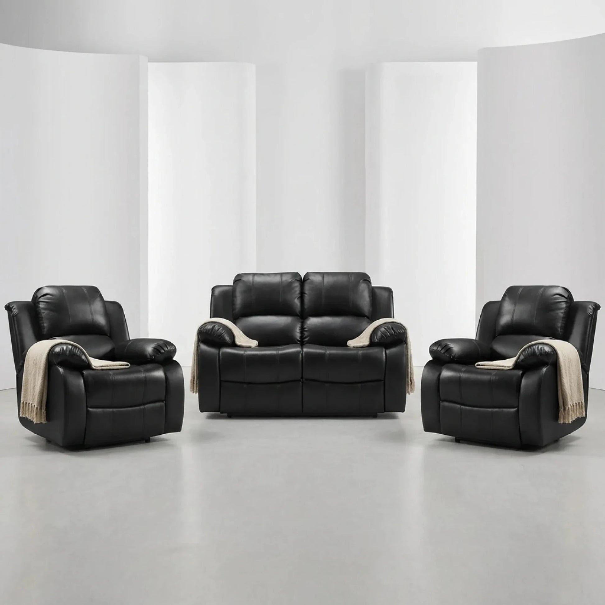 Valencia Black Leather Electric Recliner 2+1+1 Seater Sofa - Furniture Instore