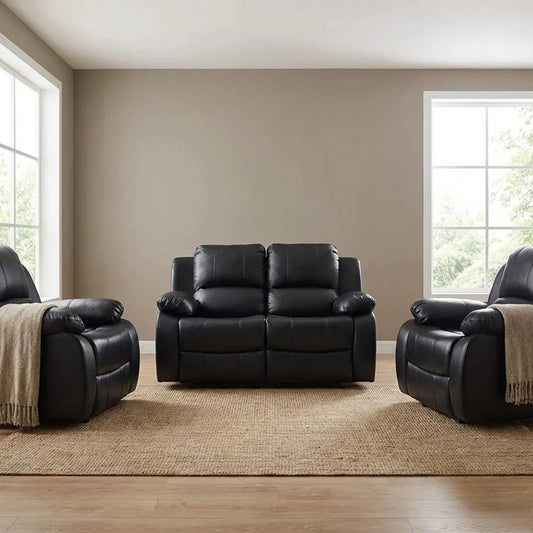 Valencia Black Leather Electric Recliner 2+1+1 Seater Sofa - Furniture Instore