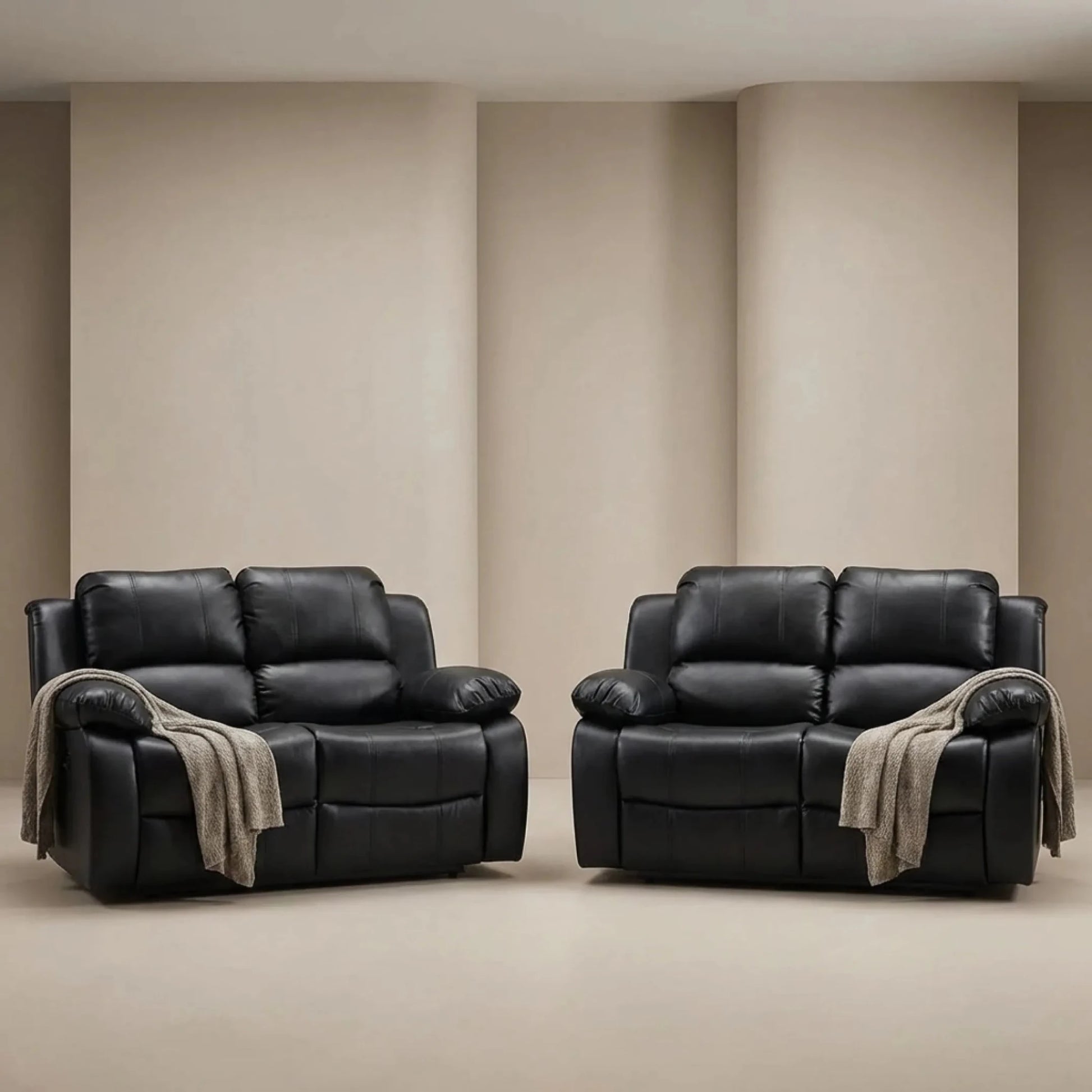 Valencia Black Leather Electric Recliner 2+2 Seater Sofa - Furniture Instore