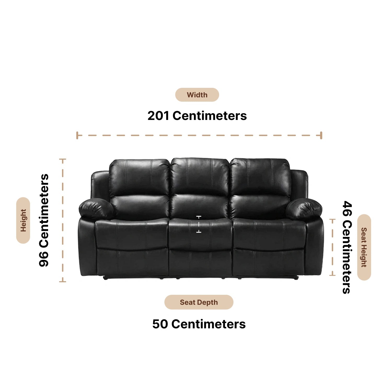 Valencia Black Leather Electric Recliner 3 Seater Sofa - Furniture Instore