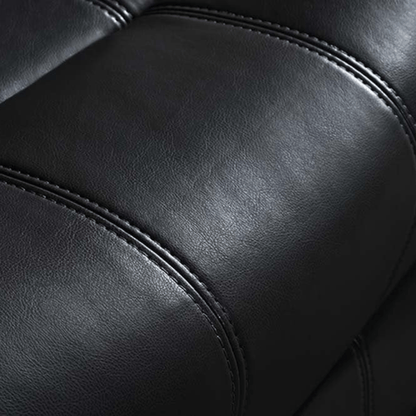 Close-up of black leather sofa texture