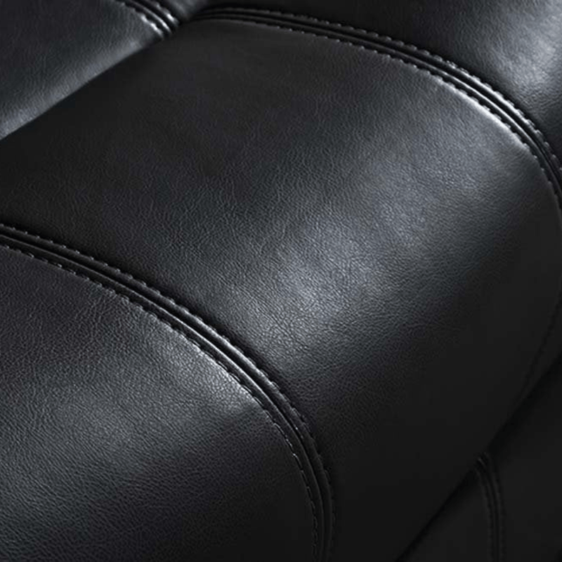 Close-up of black leather sofa texture