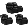 Valencia Black Leather Manual Recliner 2+1+1 Sofa Set