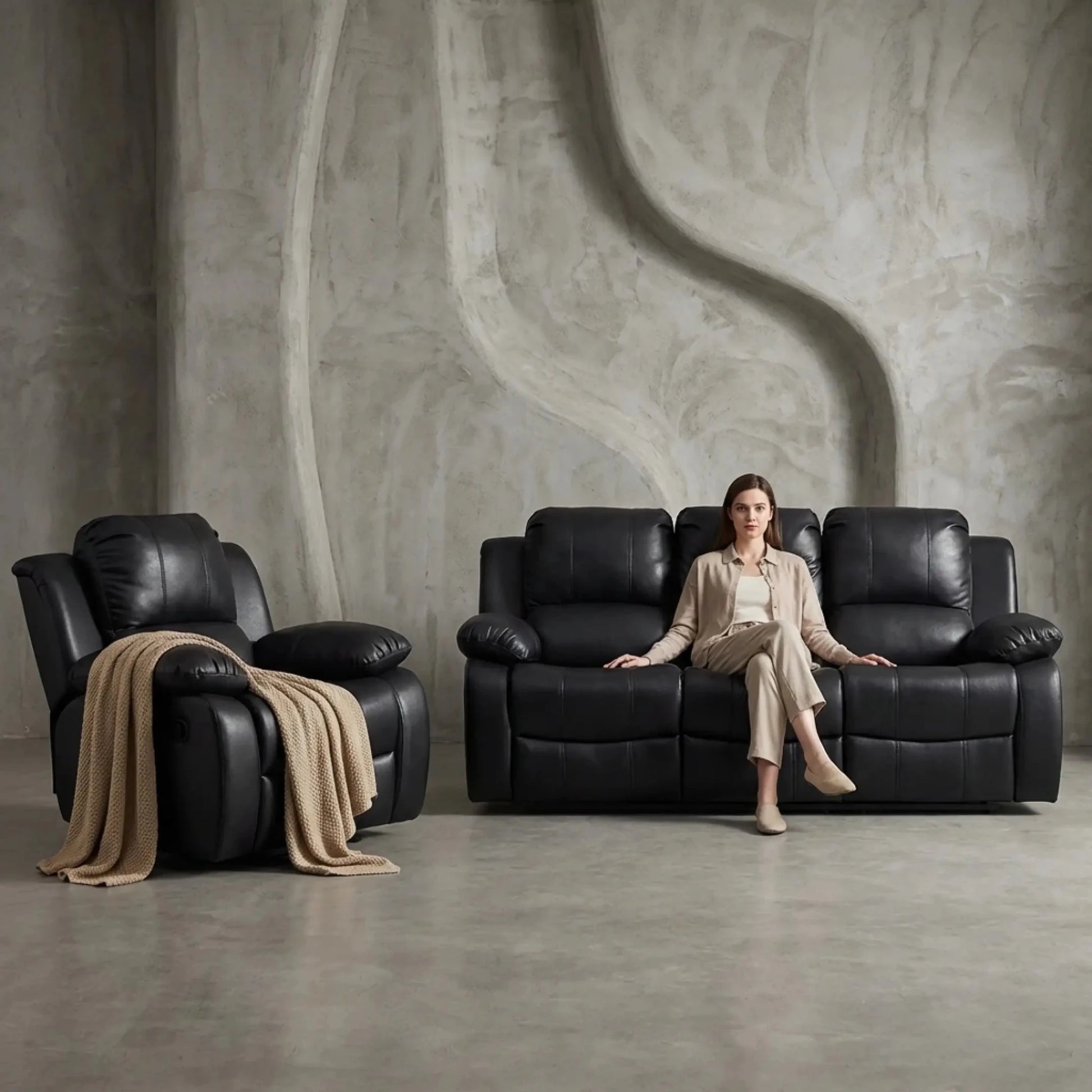valencia-black-3-1-manual-recliner-sofa-set