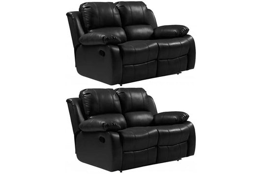 Valencia Black Leather Manual Recliner 2+2 Seater Sofa Set