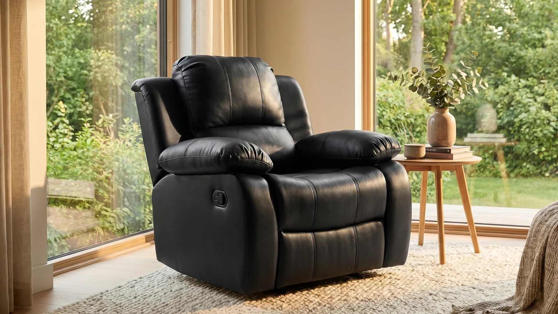 valencia-black-leather-manual-recliner-chair
