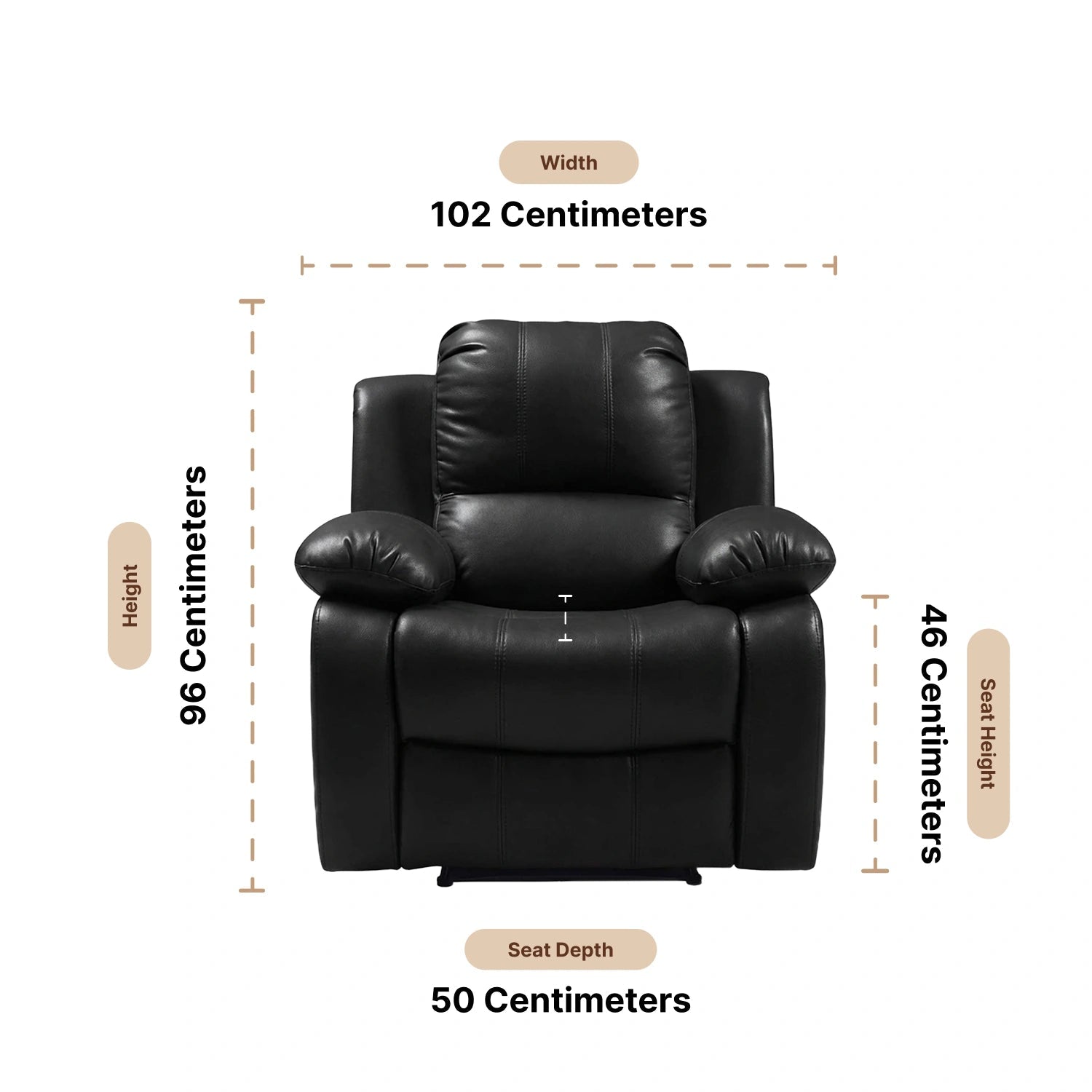 Valencia Black Leather Recliner Chair – Manual Control - Furniture Instore