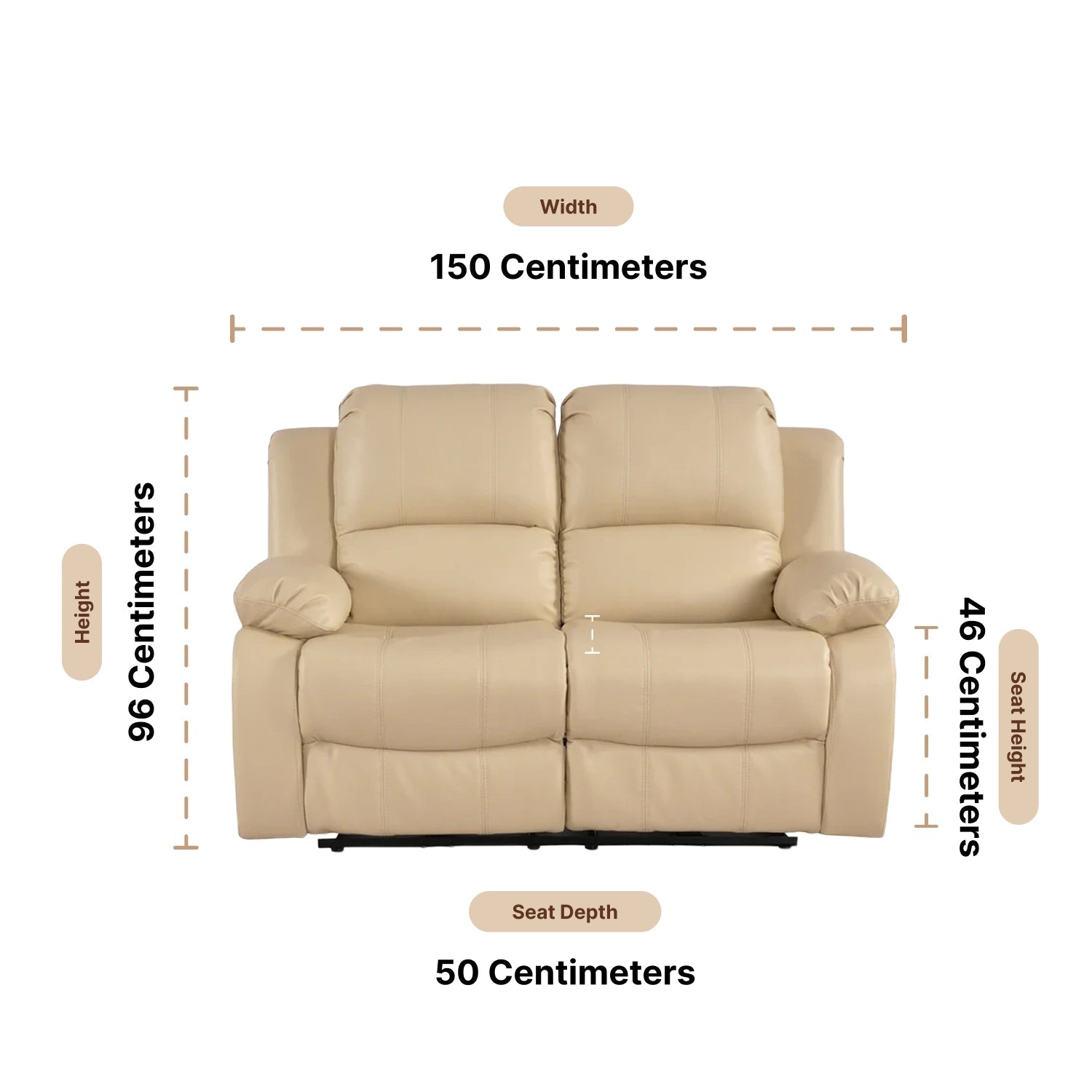 Valencia Cream Leather Electric Recliner 2 Seater Sofa - Furniture Instore