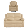 Valencia Cream Leather Electric Recliner 2+1 Sofa Set