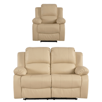 Valencia Cream Leather Electric Recliner 2+1 Seater Sofa Set