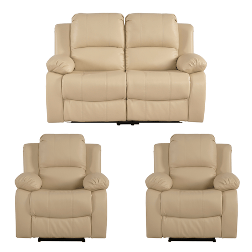 Valencia Cream Leather Electric Recliner 2+1+1 Seater Sofa Set