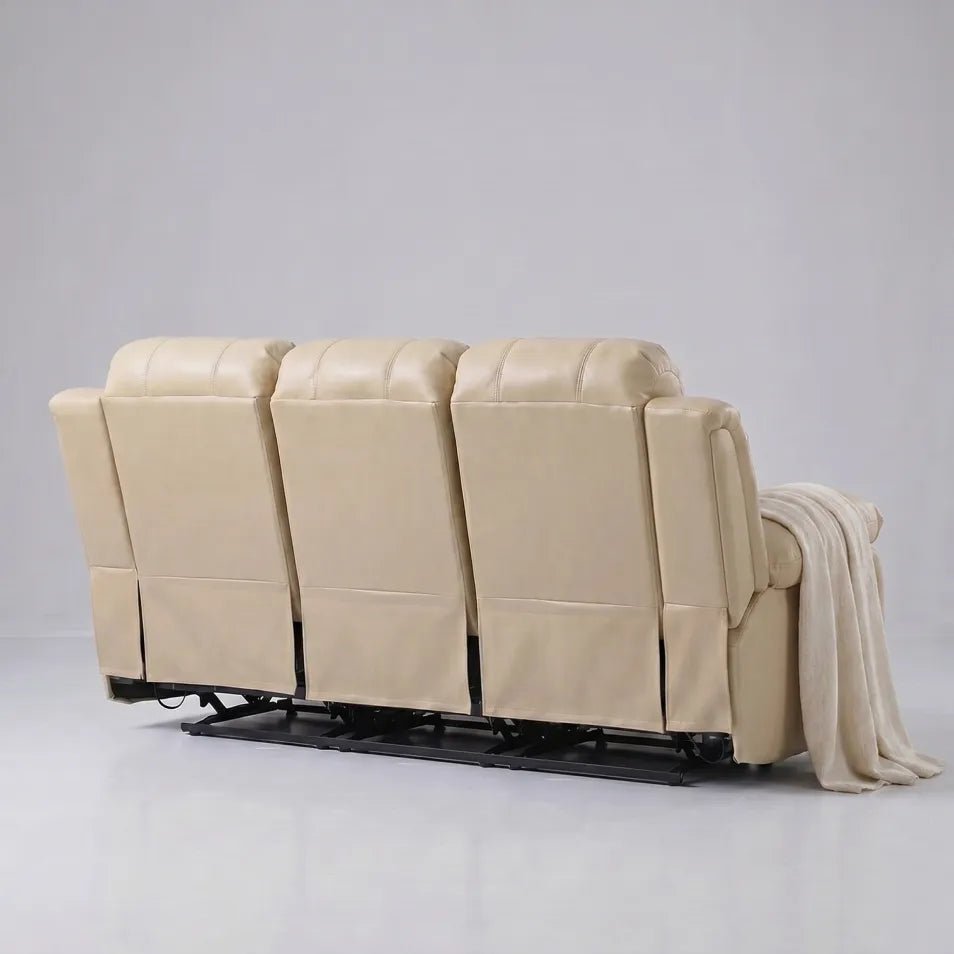 Valencia Cream Leather Electric Recliner 3+3 Sofa Set