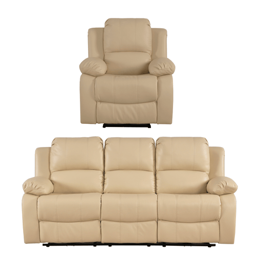 Valencia Cream Leather Electric Recliner 3+1 Seater Sofa Set