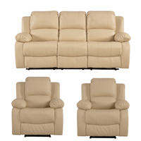 Valencia Cream Leather Electric Recliner 3+1+1 Seater Sofa Set
