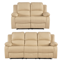 Valencia Cream Leather Electric Recliner 3+2 Seater Sofa Set