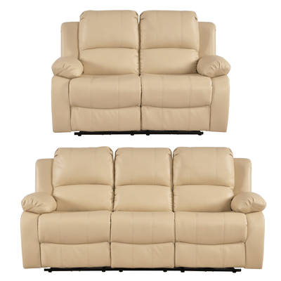 Valencia Cream Leather Electric Recliner 3+2 Seater Sofa Set