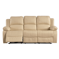 Beige leather reclining sofa on a white background