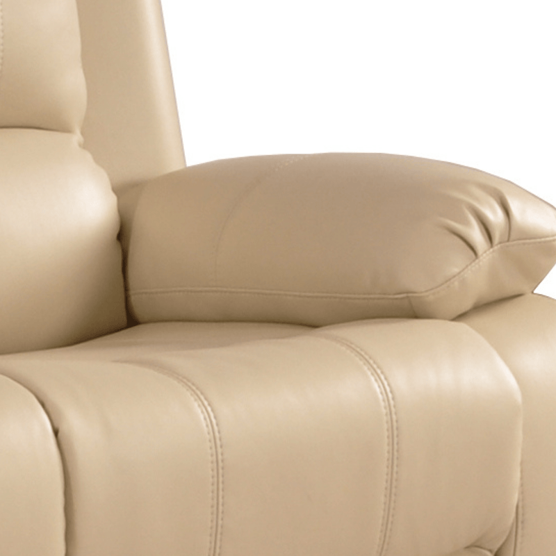 Beige leather recliner chair on a white background