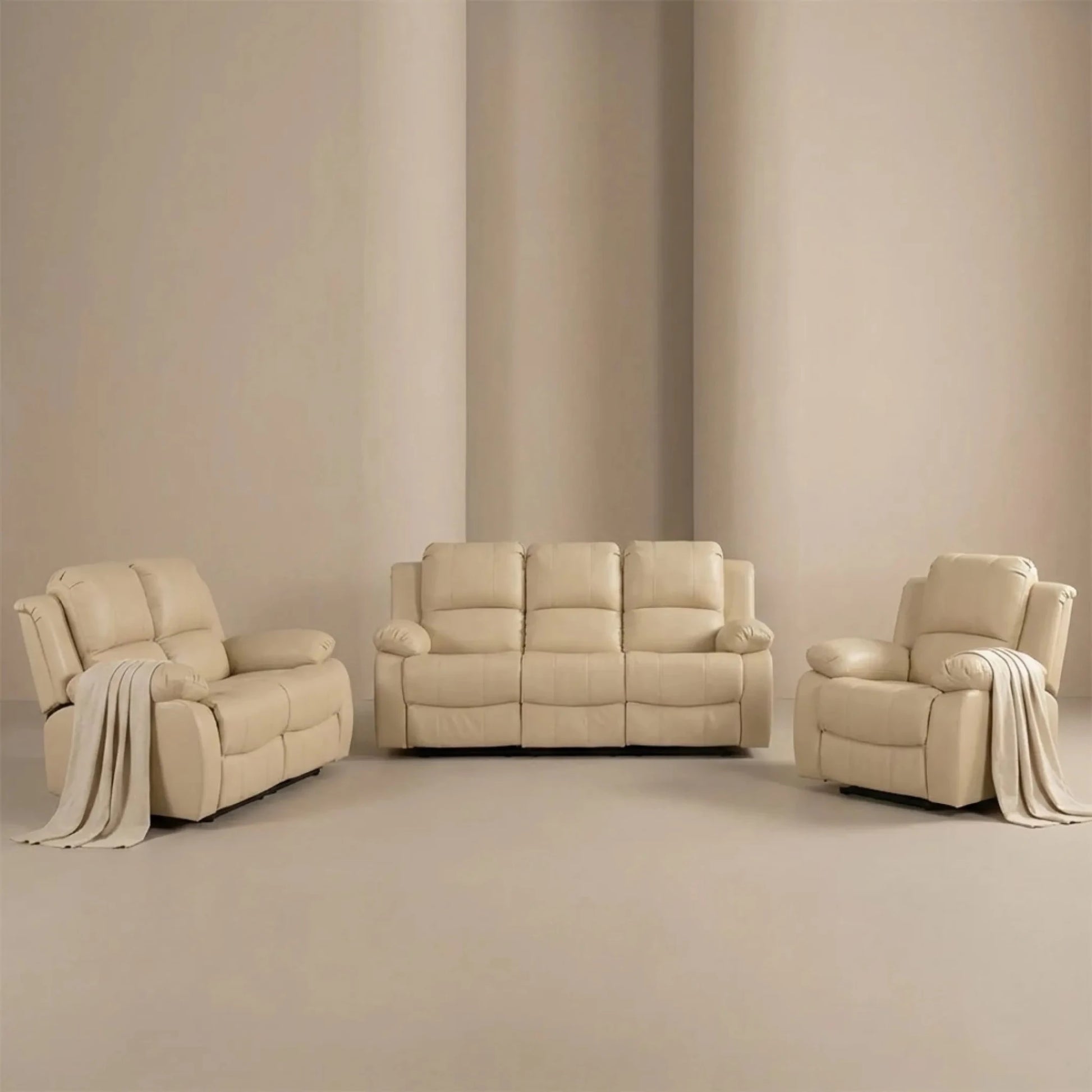 Valencia Cream Leather Electric Recliner 3+2+1 Sofa Set - Furniture Instore