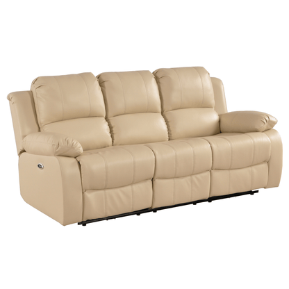 Beige leather sofa on a white background