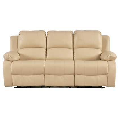 Beige leather sofa on a white background