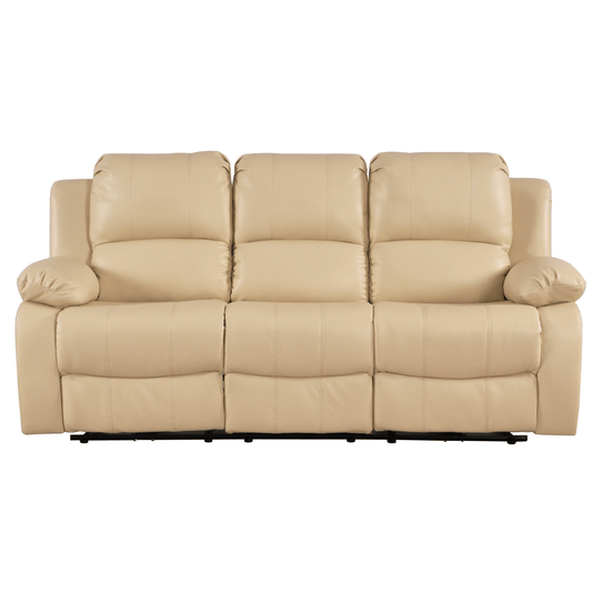 Beige leather sofa on a white background